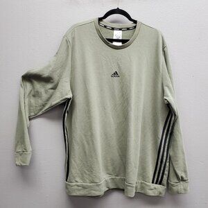 Adidas Sweater Mens 2XL Crewneck Three Stripes Pullover Athletic GE0791